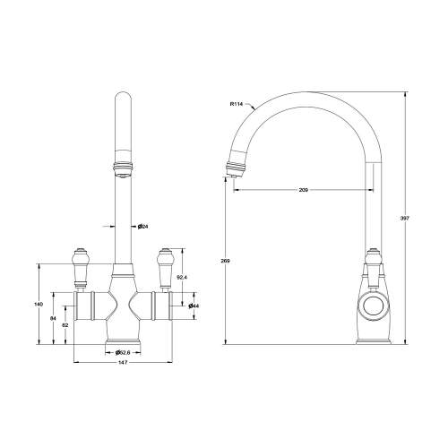 Reginox Vechi II Traditional 3in1 Boiling Water Tap
