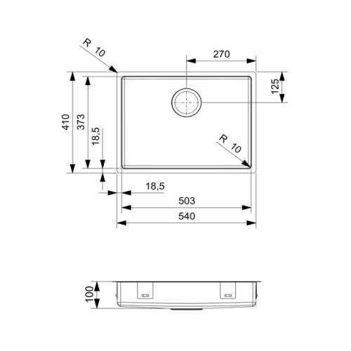 Reginox NEW JERSEY 50x37x10 Single Shallow Bowl Sink