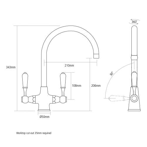 Caple Shaftsbury Twin Lever Kitchen Tap