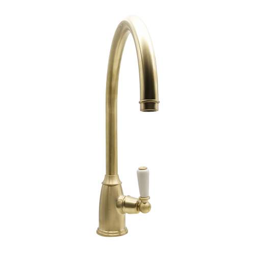 Bidbury and Co Malvern Old English Brass Single Lever Monobloc Tap with Porcelain Handles