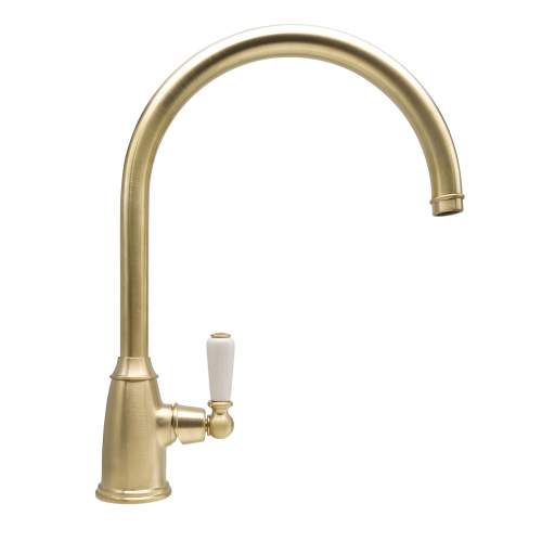 Bidbury and Co Malvern Old English Brass Single Lever Monobloc Tap with Porcelain Handles