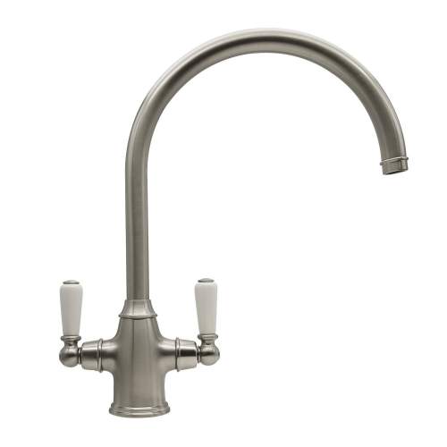 Bidbury and Co Amesbury Twin Lever Pewter Monobloc Tap with Porcelain Handles