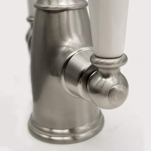 Bidbury and Co Amesbury Twin Lever Pewter Monobloc Tap with Porcelain Handles