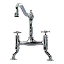 Bidbury and Co Fairford Chrome Twin Lever Bridge Tap with Crosshead Handles