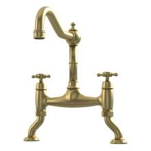 Bidbury and Co Fairford Old English Brass Twin Lever Bridge Tap with Crosshead Handles