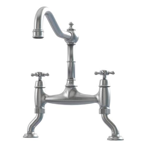 Bidbury and Co Fairford Pewter Twin Lever Bridge Tap with Crosshead Handles