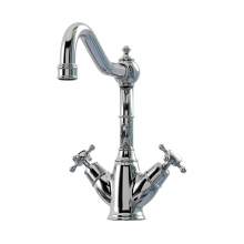 Bidbury & Co Warwick Chrome Twin Lever Monobloc Tap with Crosshead Handles