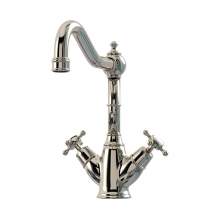 Bidbury & Co Warwick Polished Nickel Twin Lever Monobloc Tap with Crosshead Handles