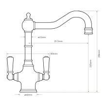 Bidbury & Co Bickton Twin Lever Chrome Monobloc Tap with Metal Handles