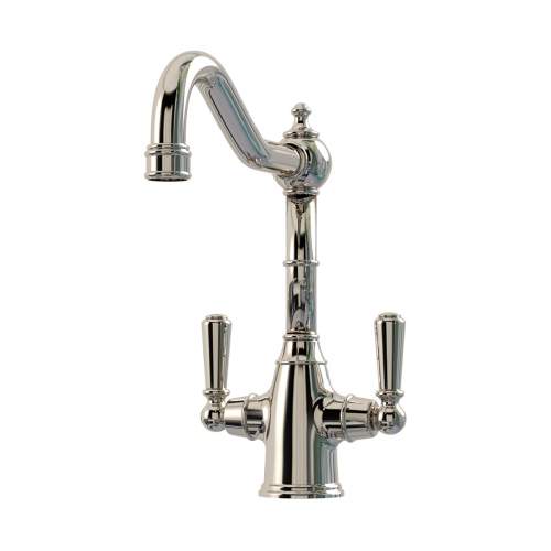 Bidbury & Co Bickton Twin Lever Polished Nickel Monobloc Tap with Metal Handles