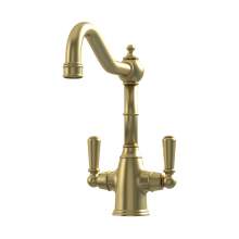 Bidbury & Co Bickton Twin Lever Old English Brass Monobloc Tap with Metal Handles