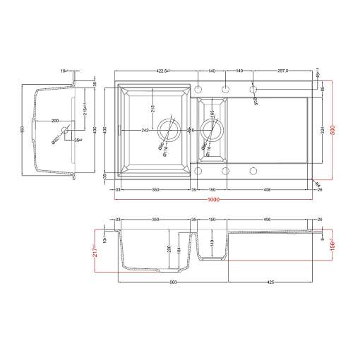 Reginox Easy 475 1.5 Bowl Inset Granite Kitchen Sink