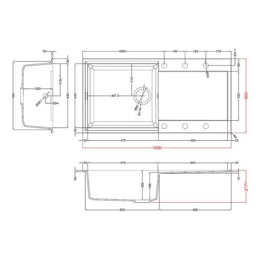 Reginox Easy 480 1.0 Bowl Inset Granite Kitchen Sink