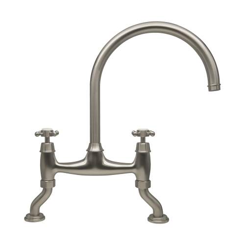 Bidbury and Co Sherborne Pewter Twin Lever Bridge Tap with Crosshead Handles