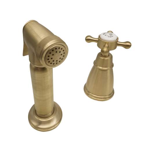 Bidbury and Co Chalford Old English Brass Independent Pull-Out Spray with Crosshead Handle