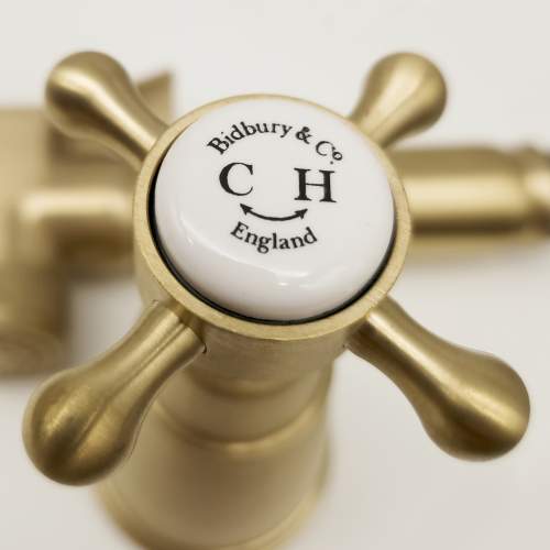 Bidbury and Co Chalford Old English Brass Independent Pull-Out Spray with Crosshead Handle