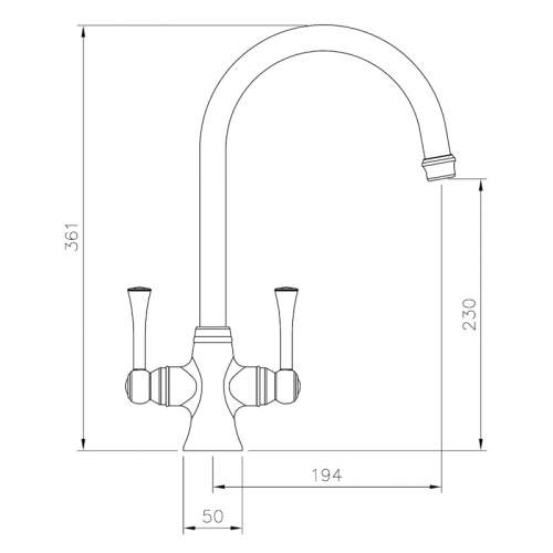 Rangemaster Estuary Brushed Dual Lever Monobloc Tap