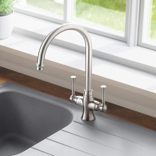 Rangemaster Estuary Brushed Dual Lever Monobloc Tap