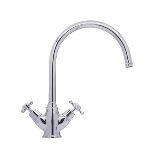 Bidbury and Co Yorkley Chrome Twin Lever Monobloc Tap with Crosshead Handles