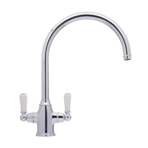 Bidbury and Co Amesbury Twin Lever Chrome Monobloc Tap with Porcelain Handles