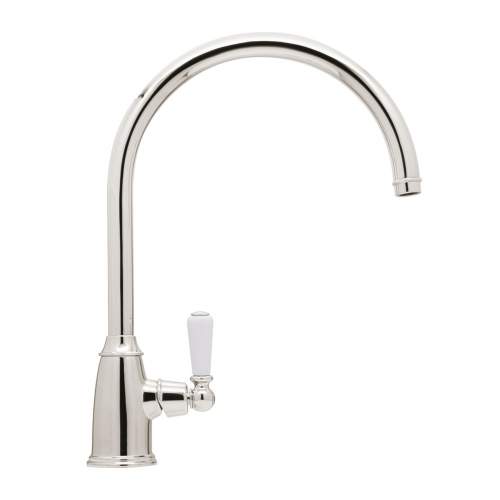 Bidbury and Co Malvern Polished Nickel Single Lever Monobloc Tap with Porcelain Handles