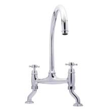 Bidbury and Co Sherborne Chrome Twin Lever Bridge Tap with Crosshead Handles