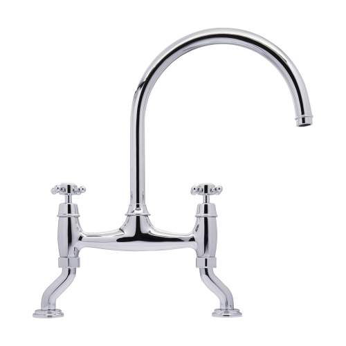 Bidbury and Co Sherborne Chrome Twin Lever Bridge Tap with Crosshead Handles