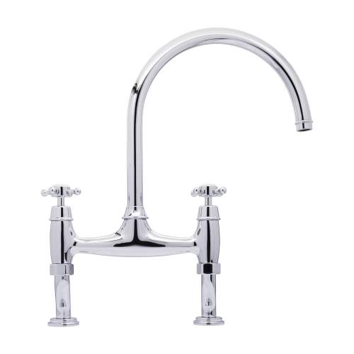 Bidbury and Co Sherborne Chrome Twin Lever Bridge Tap with Crosshead Handles