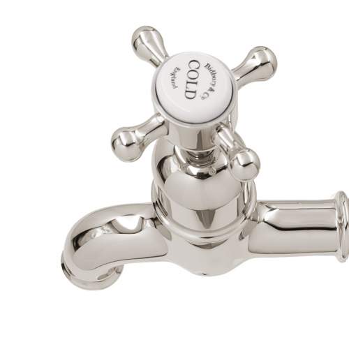 Bidbury and Co Caswell Polished Nickel Bibcock Taps with Crosshead Handles