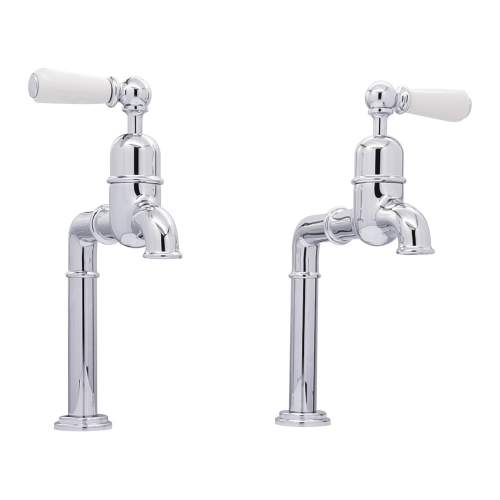 Bidbury and Co Hanford Chrome Bibcock Taps with Porcelain Lever Handles