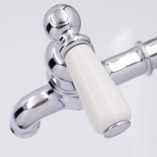 Bidbury and Co Hanford Chrome Bibcock Taps with Porcelain Lever Handles