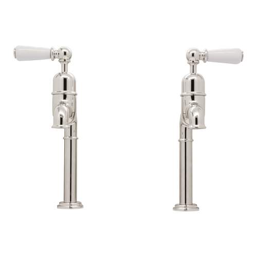 Bidbury and Co Hanford Polished Nickel Bibcock Taps with Porcelain Lever Handles