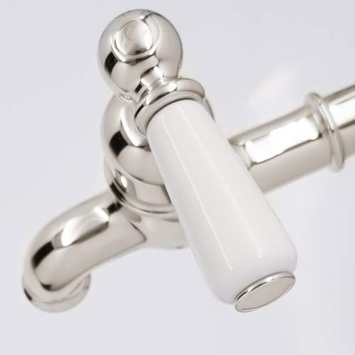 Bidbury and Co Hanford Polished Nickel Bibcock Taps with Porcelain Lever Handles