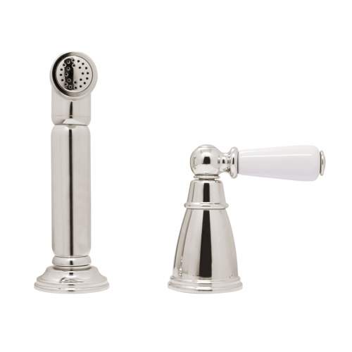 Bidbury and Co Taynton Polished Nickel Independent Pull-Out Spray with Porcelain Lever Handle