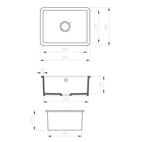 Reginox MATARO II Single Bowl Ceramic Undermount Kitchen Sink