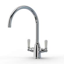 Bidbury and Co Amesbury Twin Lever Chrome Monobloc Tap with Porcelain Handles