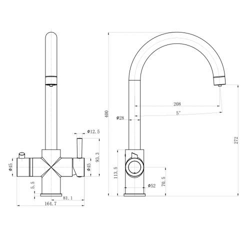 Reginox Attenzi 3-in-1 Instant Hot Water Kitchen Tap