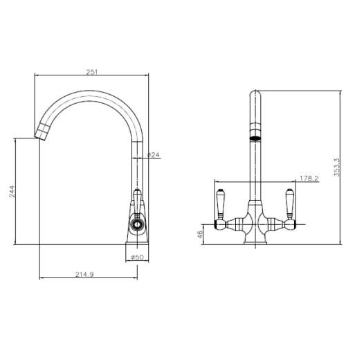 Reginox BROOKLYN II Black Lever Kitchen Tap