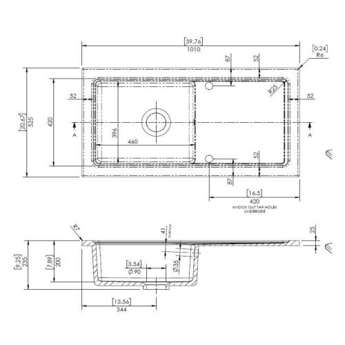 Reginox RL 504 CW II Single Bowl Ceramic Kitchen Sink