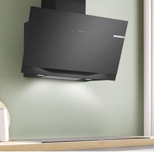Bosch Series 8 DWK91LT60B Black Glass 90cm Angled Chimney Hood