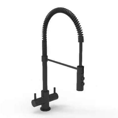 thumbnail image 2 of Commercial Matte Black Kitchen Sink Faucet – Swivel Pull-Down Sprayer Mixer Tap, Single-Hole, Brass – WEWE SD0102, Low Lead, 5 Year Warranty 2 of 3