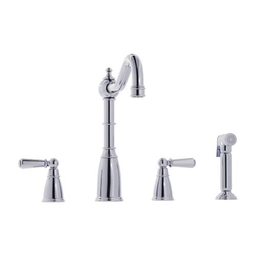 Bidbury & Co Stockwell 4 Hole Mixer Tap with Metal Lever Handles and Side Spray