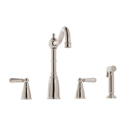 Bidbury & Co Stockwell 4 Hole Mixer Tap with Metal Lever Handles and Side Spray