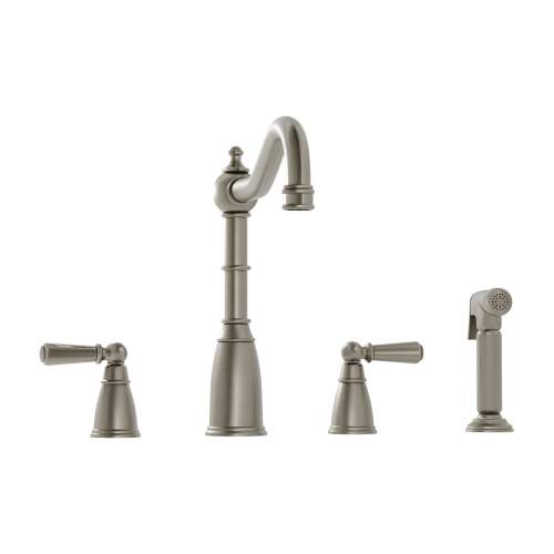 Bidbury & Co Stockwell 4 Hole Mixer Tap with Metal Lever Handles and Side Spray