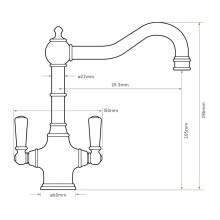Bidbury & Co Bickton Twin Lever Blackened Brass Monobloc Tap with Metal Handles