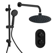 Bluci Round Concealed Valve Head and Arm Shower Pack - Matt Black