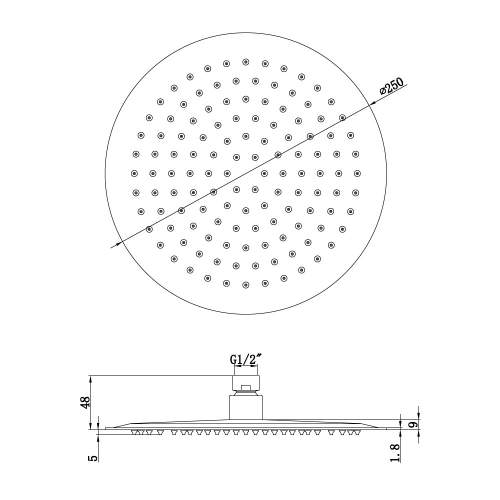 Bluci Round Concealed Valve Head and Arm Shower Pack - Matt Black