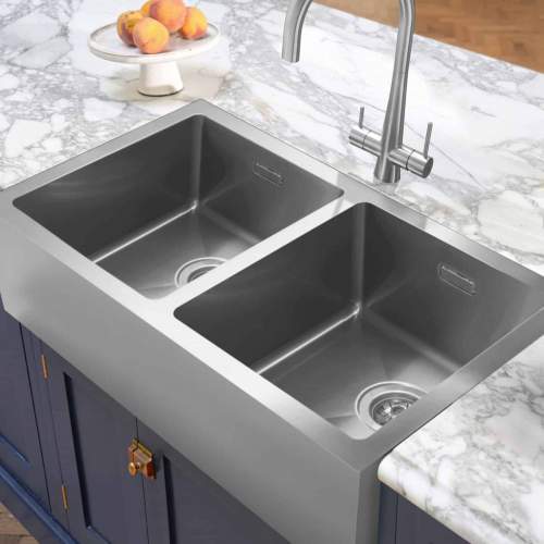 Caple BEL21SS Stainless Steel Double Bowl Belfast Kitchen Sink