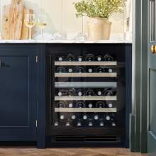 Caple Wi6155BG Sense Premium Undercounter Dual Zone Black Glass Wine Cooler