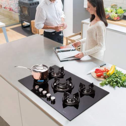 Caple C944G 75cm Black Gas On Glass 5 Burner Hob